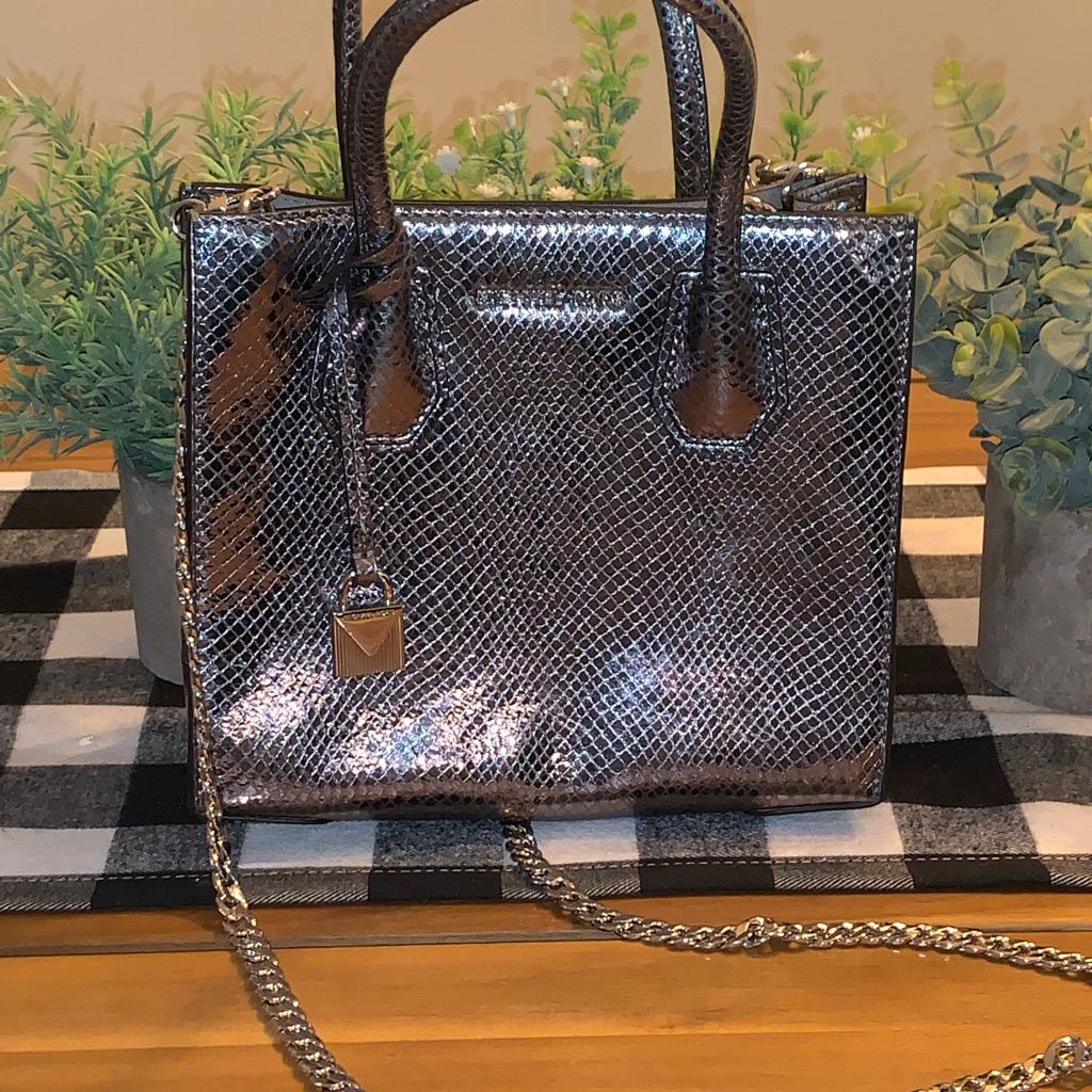 Michael Kors Silver Python Crossbody